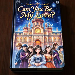 A magical book cover for 'Can You Be My Love?', depicting the enchanting Arwana School, a hidden magic institution for selected zodiac students
