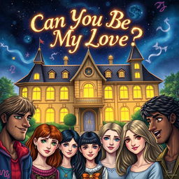 A captivating book cover for 'Can You Be My Love?', featuring the magical Arwana School, a hidden institution for chosen zodiac students