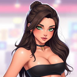 Transforming a young character with green eyes into a striking female figure