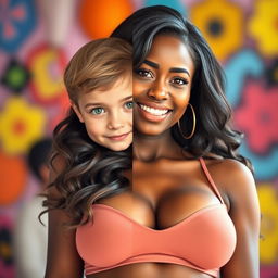 Transforming a young, small white boy with green eyes into a tall, alluring black female figure