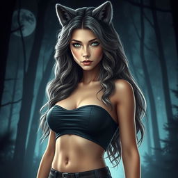 Transforming a young, small white boy with green eyes into a tall, alluring female werewolf