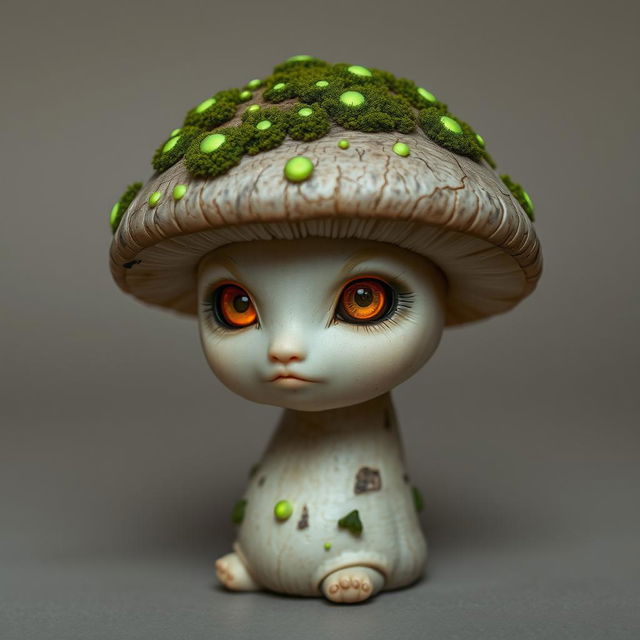 A short, slightly rounded creature resembling a living mushroom