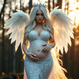 A beautiful, pretty, innocent, curvy girl with very long white, silver, and light blue hair, showcasing a sweet, soft face with light pastel makeup