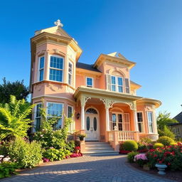 A beautiful house facade showcasing elegant architectural features