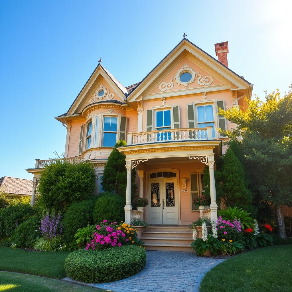 A beautiful house facade showcasing elegant architectural features