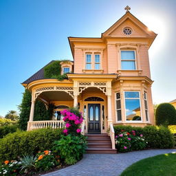 A beautiful house facade showcasing elegant architectural features