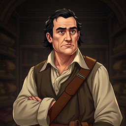 A seasoned man named Franklin, aged 55, illustrated in a thoughtful and commanding pose