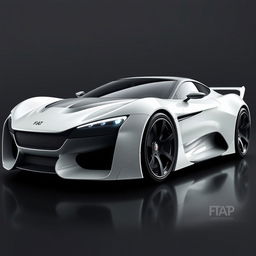 An eye-catching digital image of a futuristic Fiat coupe inspired by the Lancia Stratos, featuring a sleek design with a carbon fiber body and mid-engine layout