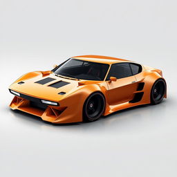 An extraordinary digital image of a futuristic Fiat X1/9 combined with the styling of the Lancia Stratos coupe, featuring a sleek carbon fiber body and a mid-engine layout