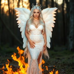 A beautiful, pretty, innocent, curvy girl with very long white, silver, and light blue hair, showcasing a sweet, soft face adorned with light pastel makeup