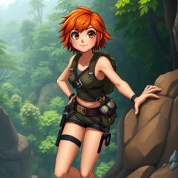 Roxanne, also known as Roxy, is a 19-year-old with an athletic build, depicted in an adventurous setting that reflects her love for exploration and challenges
