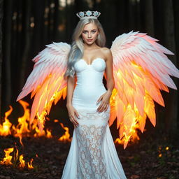 A beautiful, pretty, innocent girl with an hourglass figure, characterized by thick but shapely hips, thighs, and legs, soft round breasts, and a deep navel