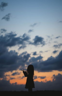 A dreamy twilight scene depicting a gray evening sky filled with soft, muted clouds