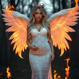 A beautiful, pretty, innocent girl with an hourglass shape, characterized by thick, shapely hips, thighs, and legs, as well as soft round breasts and a deep navel