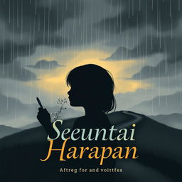 A book cover illustration depicting a gray, overcast sky in the evening, with light rain gently falling, reflecting the heavy feelings and struggles of life