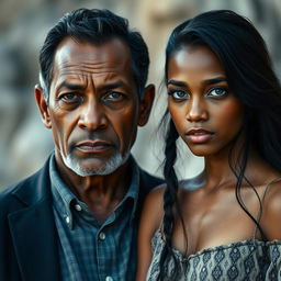 A striking portrait featuring two contrasting characters: Franklin and Blue Ivy