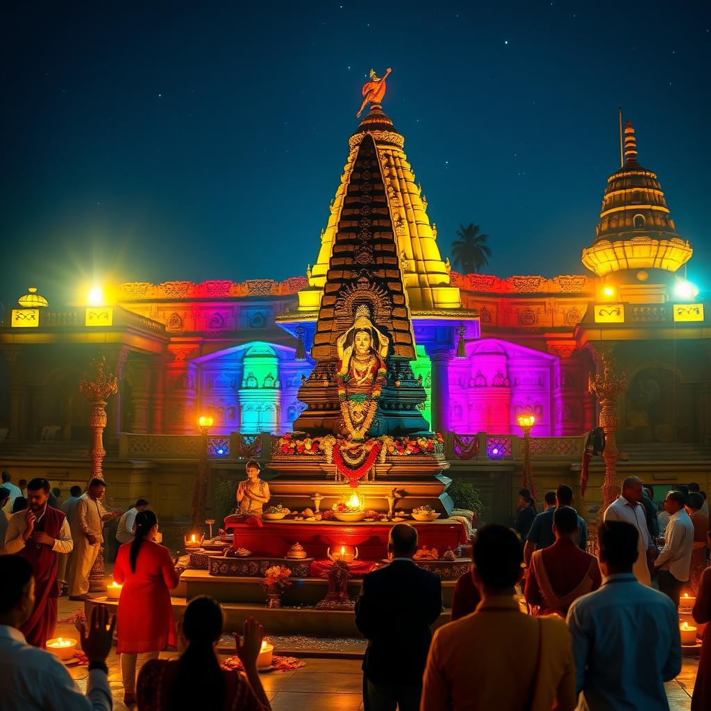 A serene and majestic portrayal of the Mahakal Shivlinga at the Ujjain temple, captured at dusk