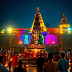 A serene and majestic portrayal of the Mahakal Shivlinga at the Ujjain temple, captured at dusk