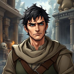 A realistic RPG-style character illustration of Franklin, a 55-year-old man embodying wisdom and strength