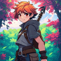 A vibrant RPG-style character illustration of Roxanne, known as Roxy, a 19-year-old adventurer radiating energy and determination