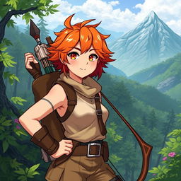 A vibrant RPG-style character illustration of Roxanne, known as Roxy, a 19-year-old adventurer radiating energy and determination