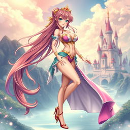 A breathtaking image of a sexy anime character resembling a princess, featuring an attractive and confident look