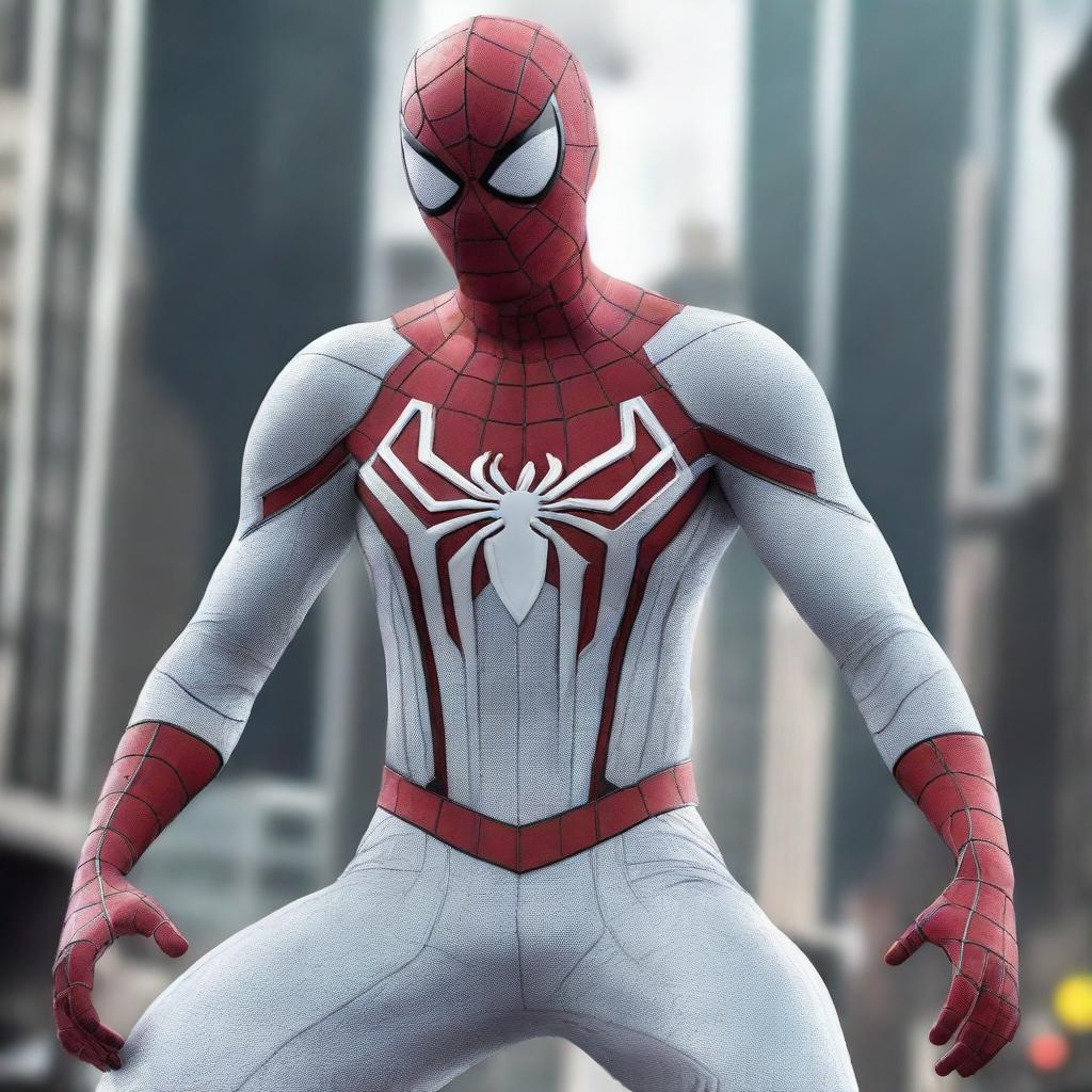 A high-quality image depicting Spiderman in a white costume