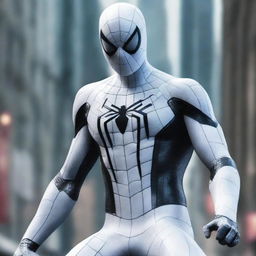 A high-quality image depicting Spiderman in a white costume