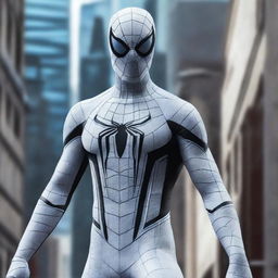 A high-quality image depicting Spiderman in a white costume