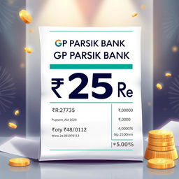 A detailed and visually rich illustration of a bank statement featuring the amount of 25 crore rupees credited to an account
