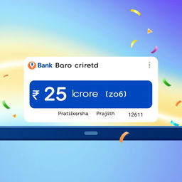 A bank notification screen displaying a large amount of money credited to an account