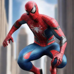 A hyper-realistic image of Spiderman in a futuristic, cyborg-style suit