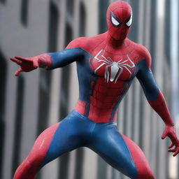 A hyper-realistic image of Spiderman in a futuristic, cyborg-style suit