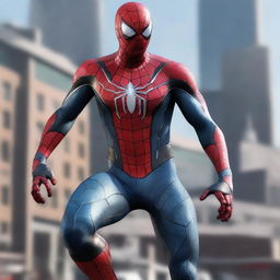 A hyper-realistic image of Spiderman in a futuristic, cyborg-style suit