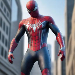 A hyper-realistic image of Spiderman in a cyborg-style suit