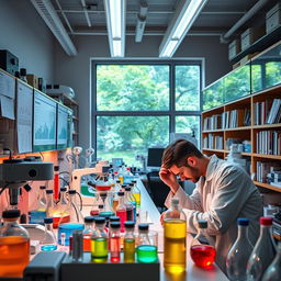 A vibrant and dynamic scientific laboratory filled with advanced equipment