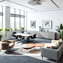 A modern and functional office space designed for three people, occupying 30 square meters