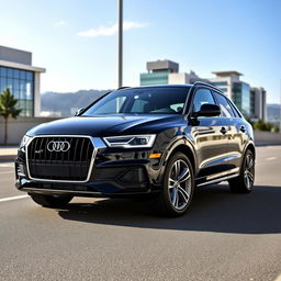 A sleek and stylish black 2017 Audi Q3 S-Line, showcasing its sophisticated design and sporty aesthetics
