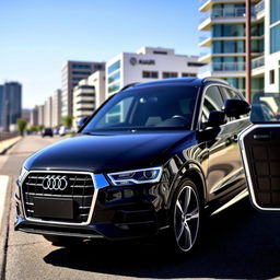 A sleek and stylish black 2017 Audi Q3 S-Line, showcasing its sophisticated design and sporty aesthetics
