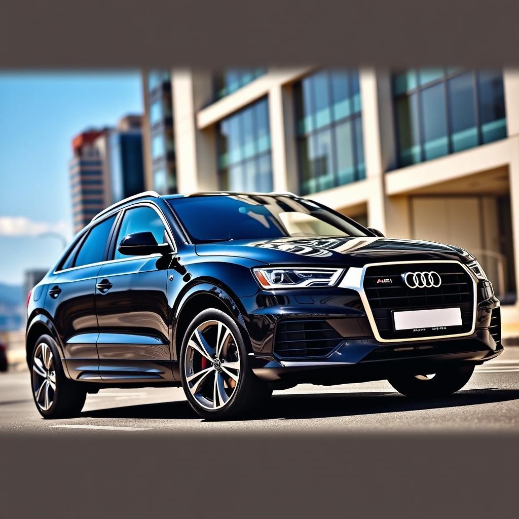 A sleek and stylish black 2017 Audi Q3 S-Line, showcasing its sophisticated design and sporty aesthetics