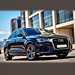 A sleek and stylish black 2017 Audi Q3 S-Line, showcasing its sophisticated design and sporty aesthetics