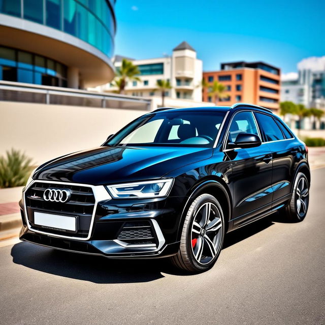 A sleek and stylish black 2017 Audi Q3 S-Line, showcasing its sophisticated design and sporty aesthetics