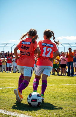 Two girls playing soccer, full of energy and passion