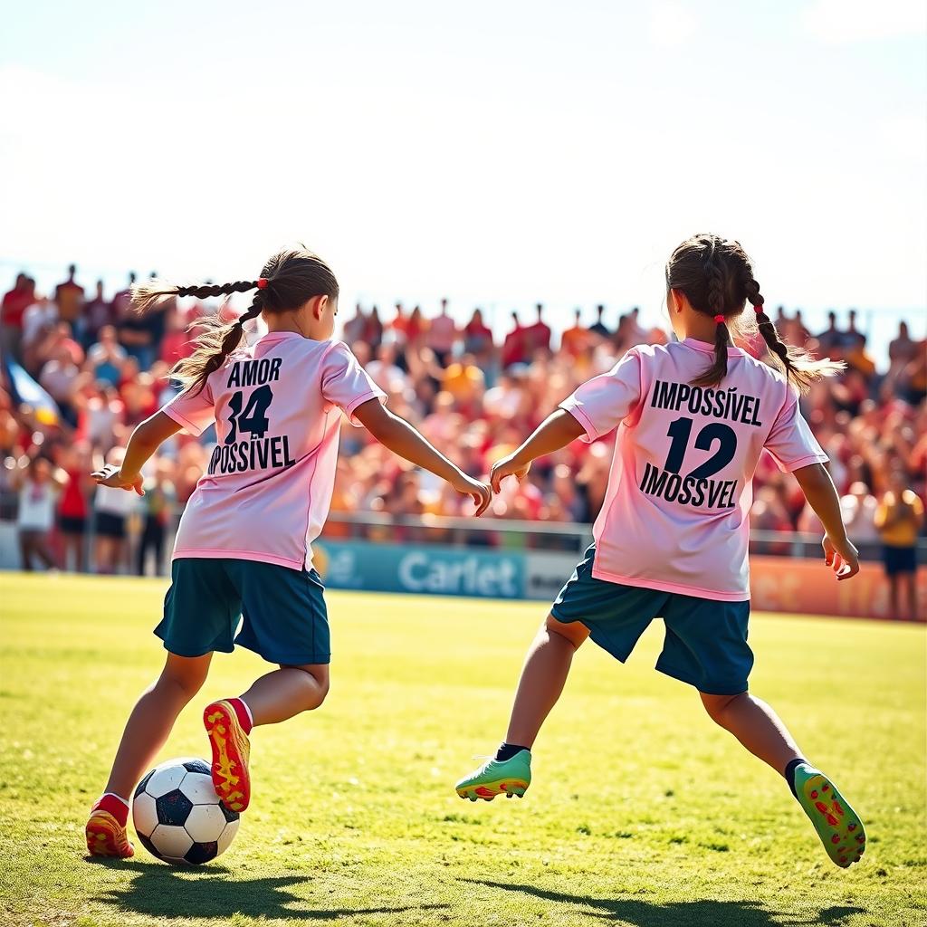 Two girls playing soccer, brimming with enthusiasm and teamwork