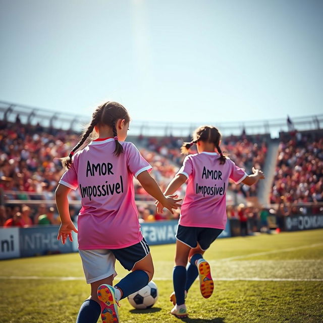 Two girls playing soccer, brimming with enthusiasm and teamwork