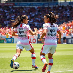 Paige Almendariz and Lara Martins, two dynamic soccer players, are on the field showcasing their skills