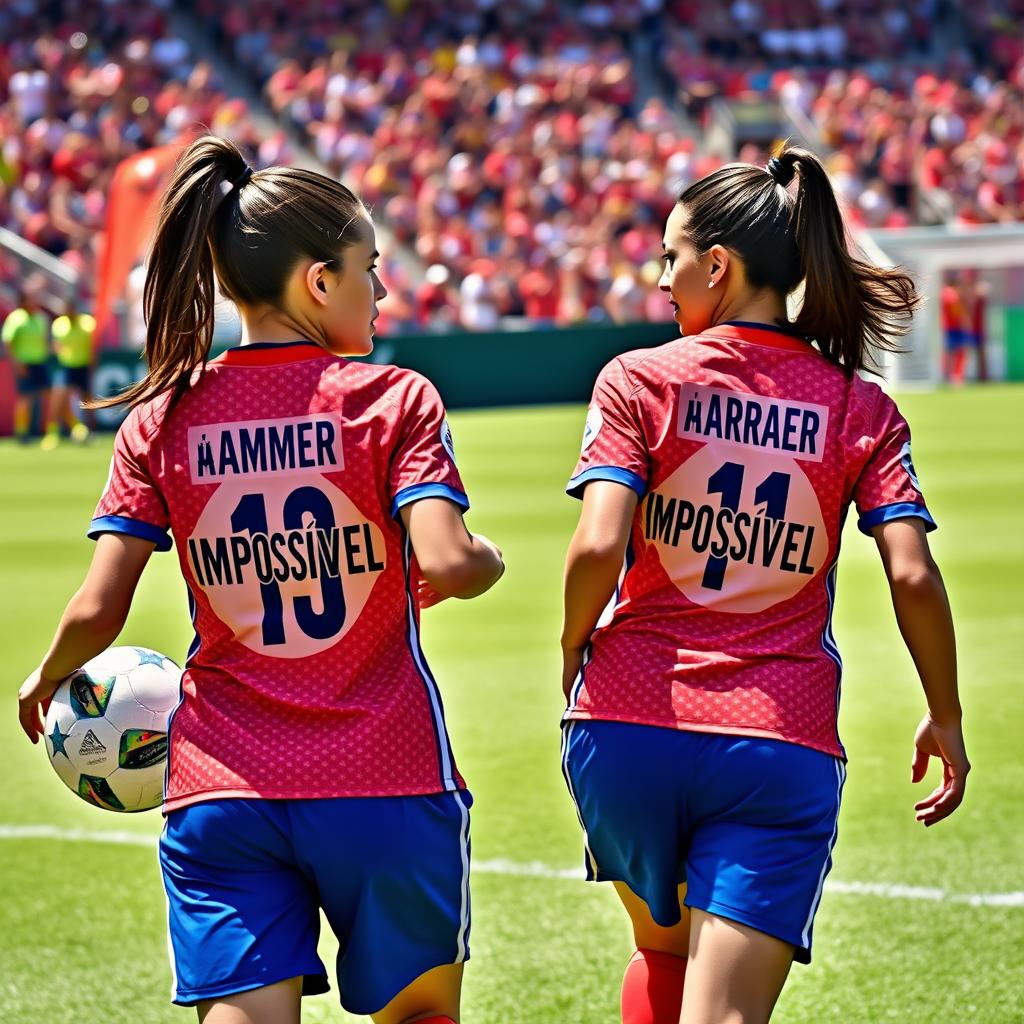 Paige Almendariz and Lara Martins, two dynamic soccer players, are on the field showcasing their skills