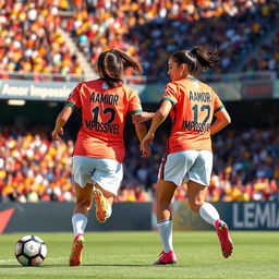 Paige Almendariz and Lara Martins, two dynamic soccer players, are on the field showcasing their skills
