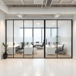 An accurately sized office space of 30 square meters designed for three individuals