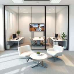 An accurately sized office space of 30 square meters designed for three individuals